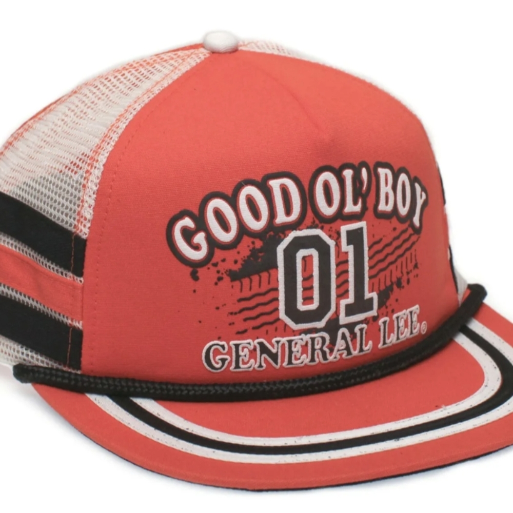 General Lee Classic 3 Stripe Hat Flat Bill Truckers Cap Adult One-Size Unisex